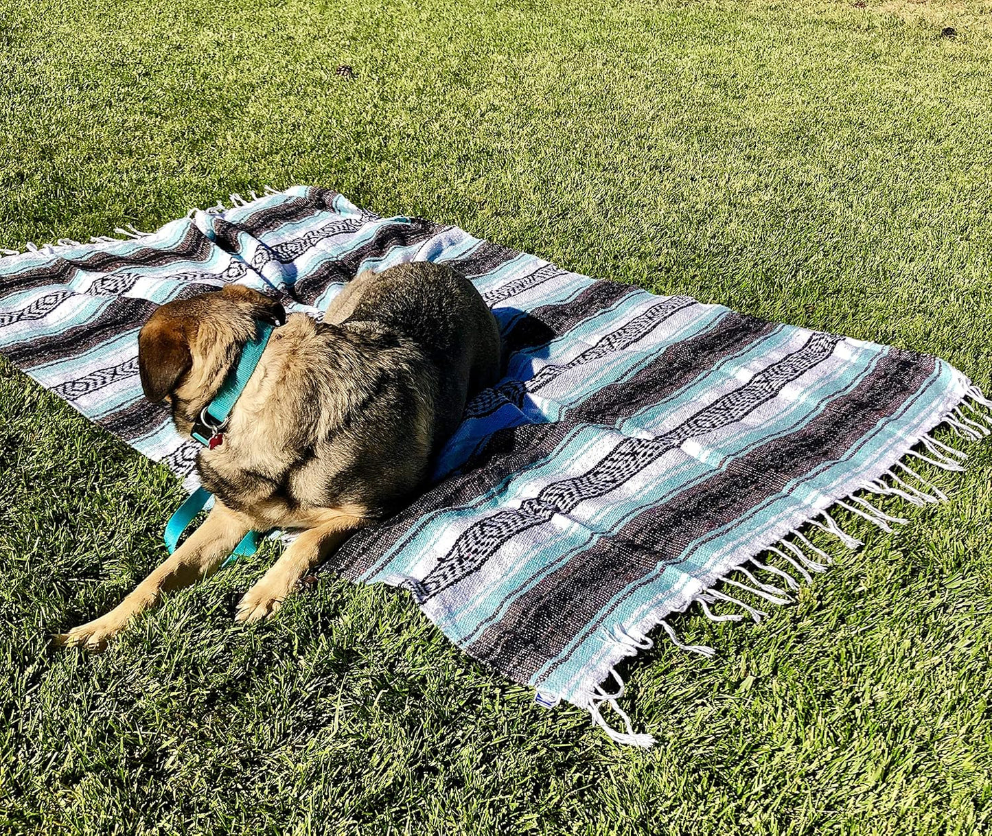 Authentic Mexican Blanket - Premium Yoga Blanket Beach Blanket - Perfect Picnic Blanket, Travel Blanket, Outdoor Blanket - Well Made Yoga Bolster (Mint)