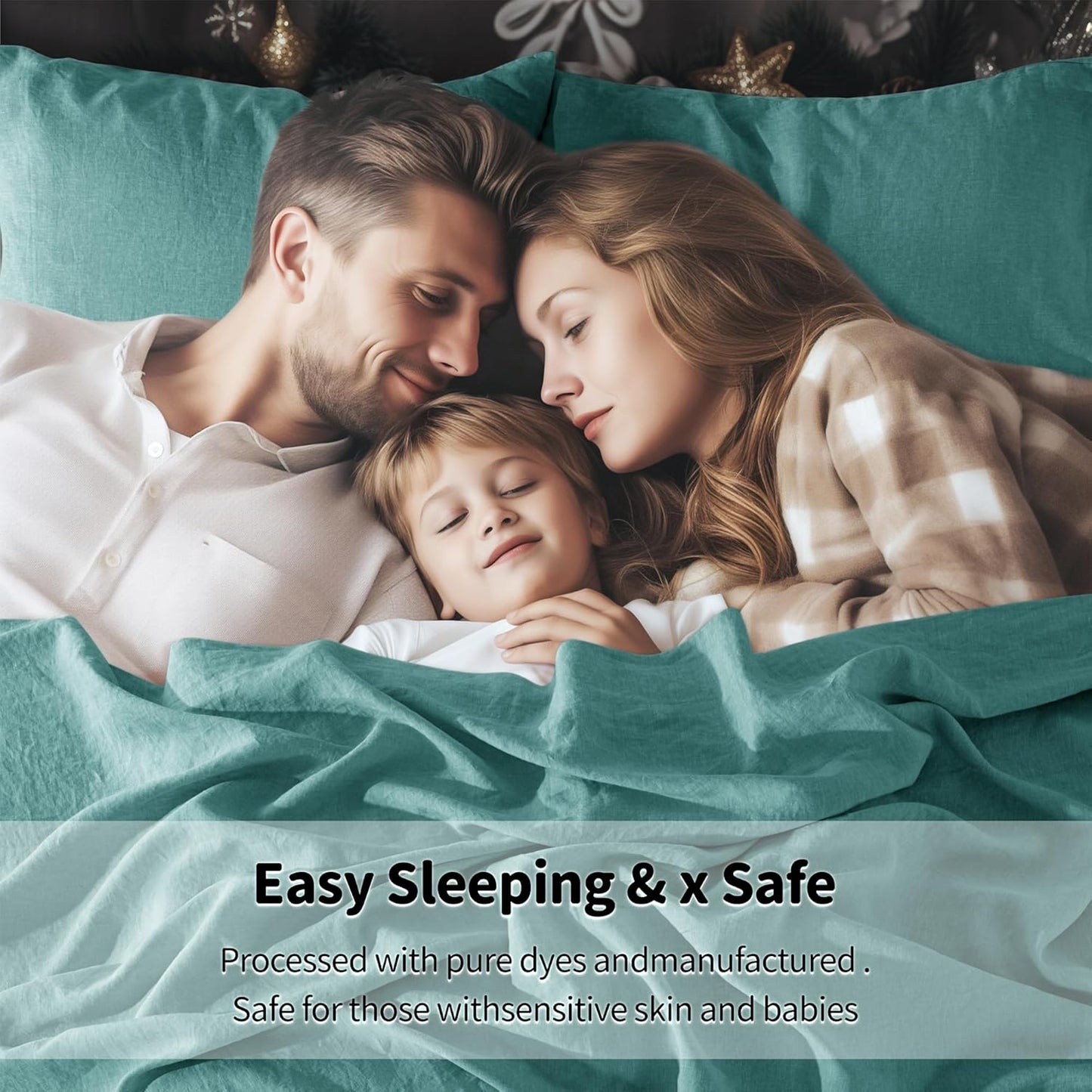 100% Pure Linen Sheet Set Deep Pocket up to 16" Bed Sheets Sets, Natural Flax Beddings Soft, Breathable, Comfortable for All Seasons Twin Size, Aqua