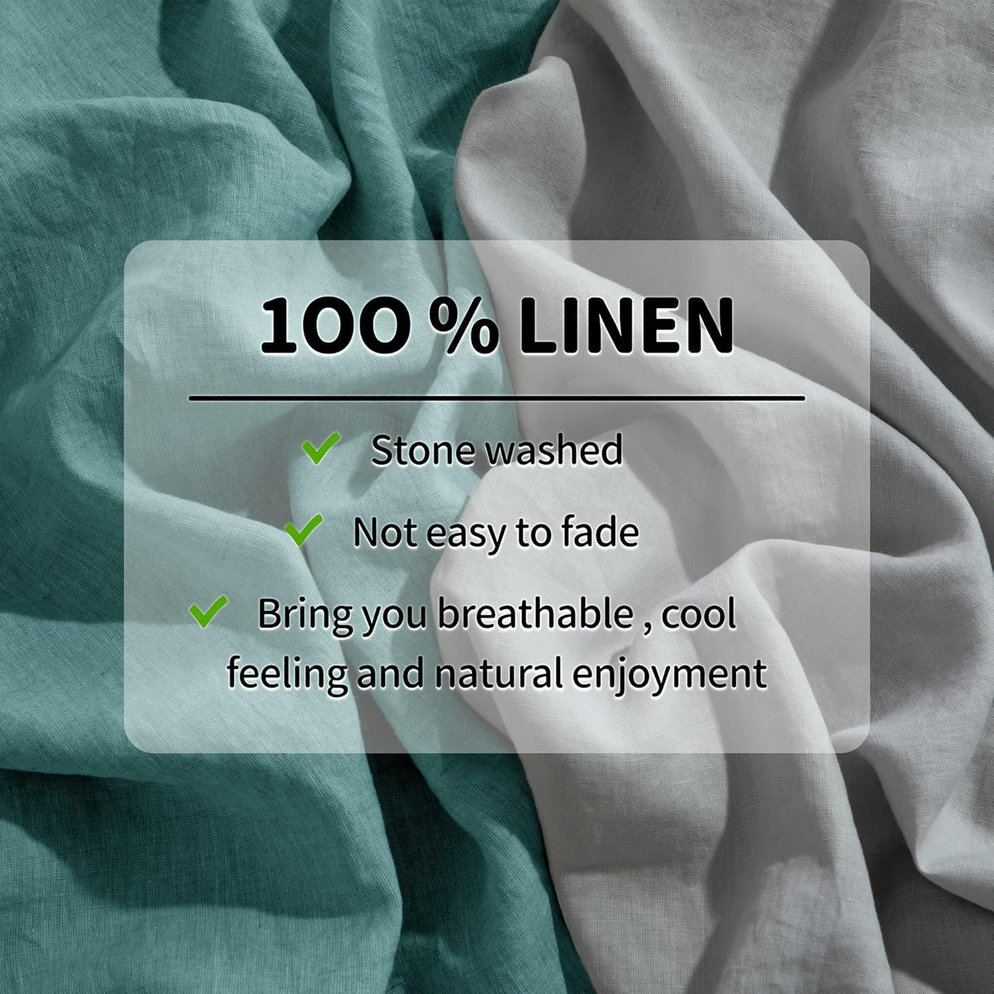 100% Pure Linen Sheet Set Deep Pocket up to 16" Bed Sheets Sets, Natural Flax Beddings Soft, Breathable, Comfortable for All Seasons Twin Size, Aqua
