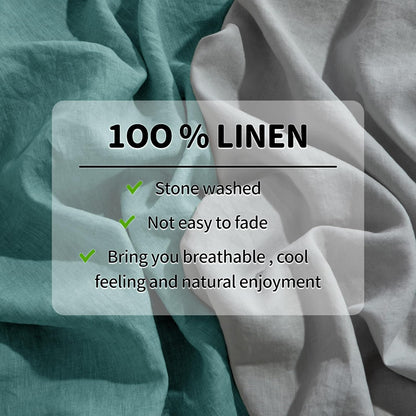 100% Pure Linen Sheet Set Deep Pocket up to 16" Bed Sheets Sets, Natural Flax Beddings Soft, Breathable, Comfortable for All Seasons Twin Size, Aqua