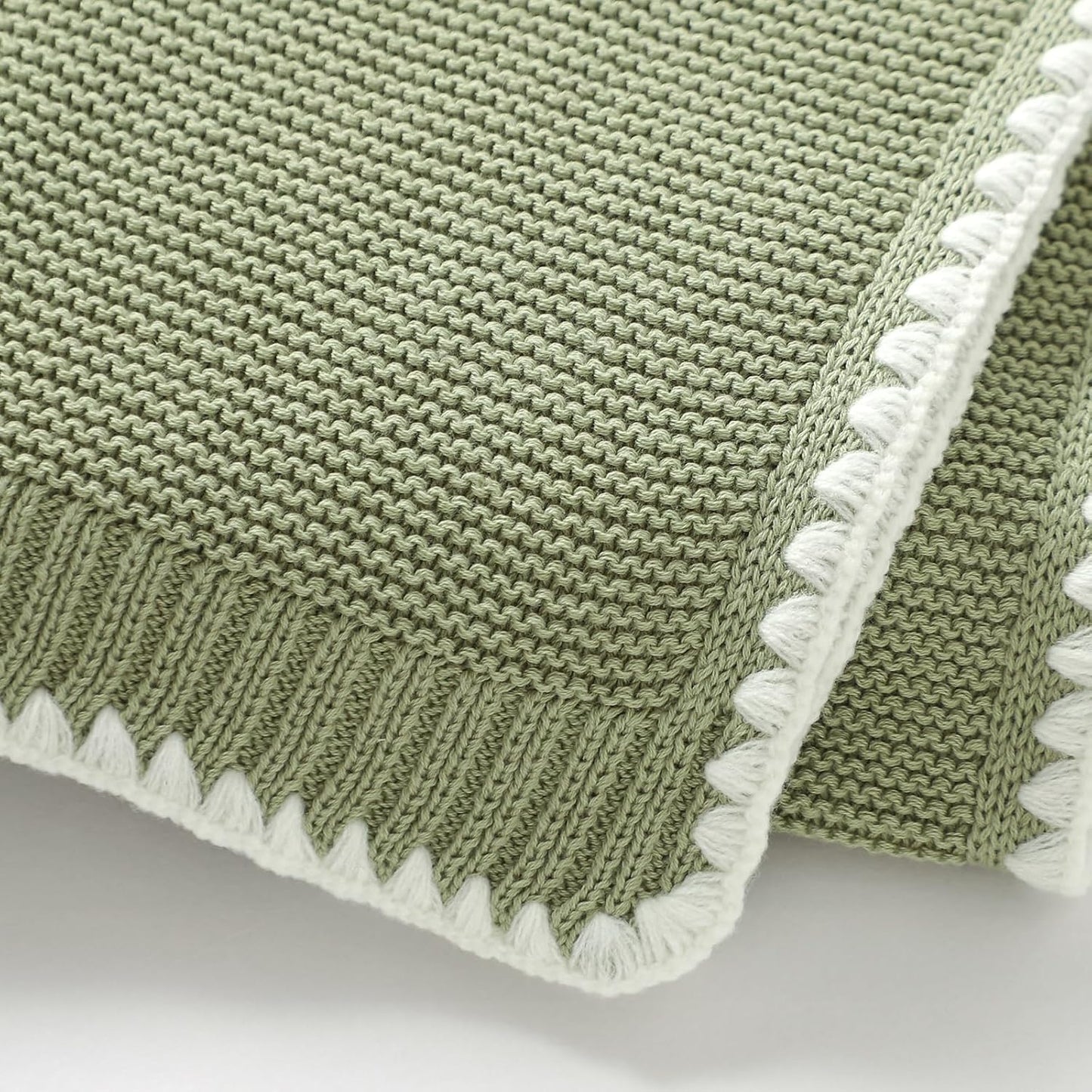 Cotton Baby Blanket Gender Neutral Nursery Swaddling Blanket for Shower Gift Registry for Baby Sage Green 40 X30 Inch