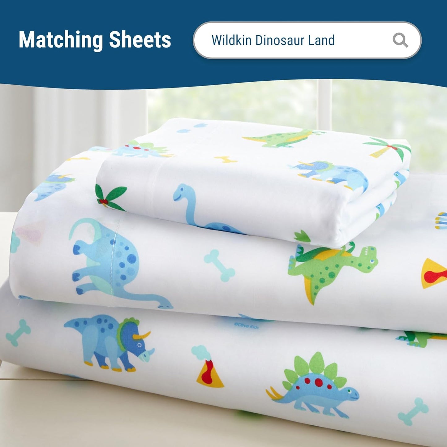 Kids Cotton Toddler Comforter Set – Soft & Lightweight, Fits Standard Crib Mattress - Dinosaur Land