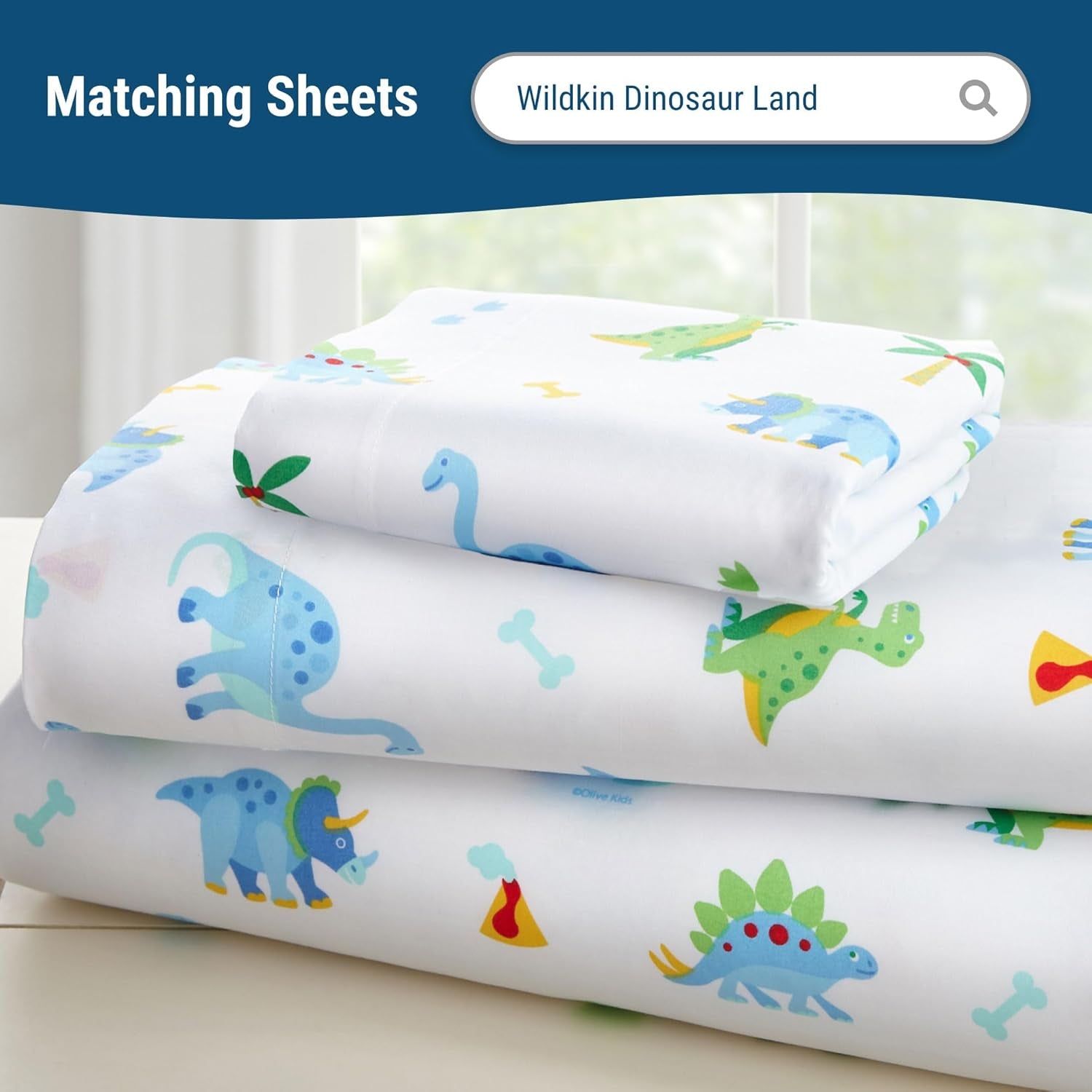 Kids Cotton Toddler Comforter Set – Soft & Lightweight, Fits Standard Crib Mattress - Dinosaur Land