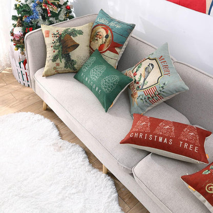 Christmas Outdoor Pillow Cover 18X18 Inch Home Decor Decorative Cushion Case for Sofa Couch Retro Christmas Bell Winter Decorations Throw Pillowcase CC1863