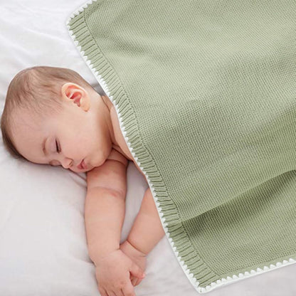 Cotton Baby Blanket Gender Neutral Nursery Swaddling Blanket for Shower Gift Registry for Baby Sage Green 40 X30 Inch